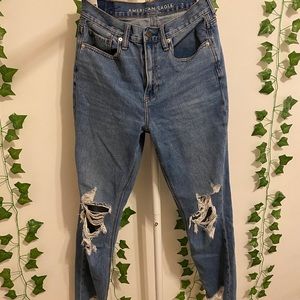AE High Rise Ripped Mom Jeans